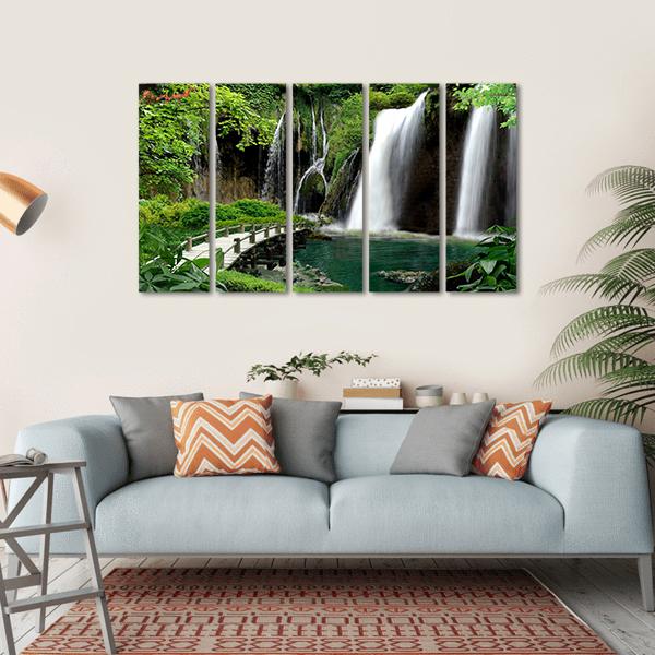 Waterfalls And Streams Canvas Wall Art-5 Horizontal-Gallery Wrap-22" x 12"-Tiaracle
