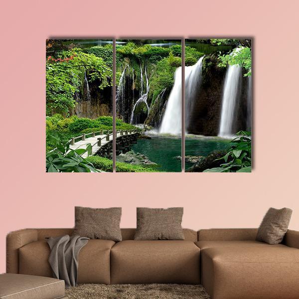 Waterfalls And Streams Canvas Wall Art-3 Horizontal-Gallery Wrap-37" x 24"-Tiaracle