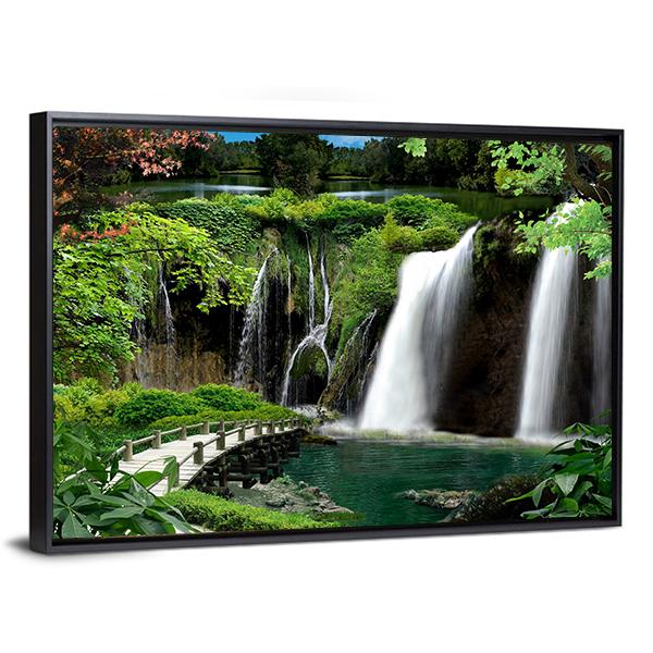 Waterfalls And Streams Canvas Wall Art-3 Horizontal-Gallery Wrap-25" x 16"-Tiaracle