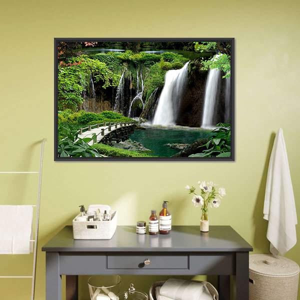 Waterfalls And Streams Canvas Wall Art-3 Horizontal-Gallery Wrap-25" x 16"-Tiaracle