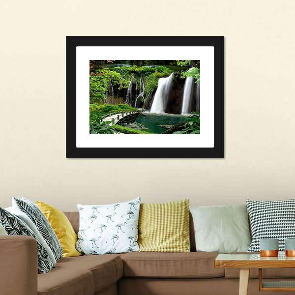 Waterfalls And Streams Canvas Wall Art-3 Horizontal-Gallery Wrap-25" x 16"-Tiaracle
