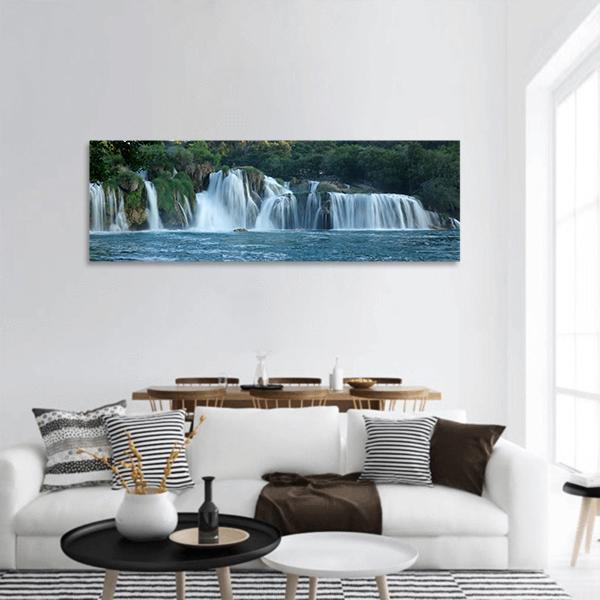 Waterfalls At Plitvice Lakes National Park Panoramic Canvas Wall Art-3 Piece-25" x 08"-Tiaracle