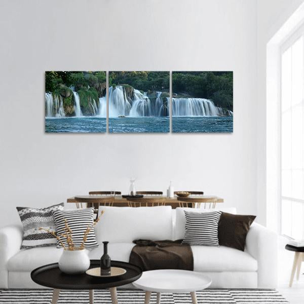 Waterfalls At Plitvice Lakes National Park Panoramic Canvas Wall Art-3 Piece-25" x 08"-Tiaracle