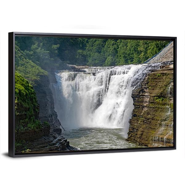Waterfalls In Letchworth State Park In New York Canvas Wall Art-3 Horizontal-Gallery Wrap-25" x 16"-Tiaracle