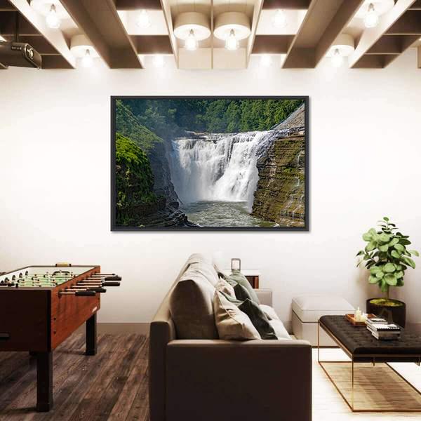 Waterfalls In Letchworth State Park In New York Canvas Wall Art-3 Horizontal-Gallery Wrap-25" x 16"-Tiaracle