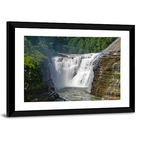 Waterfalls In Letchworth State Park In New York Canvas Wall Art-3 Horizontal-Gallery Wrap-25" x 16"-Tiaracle