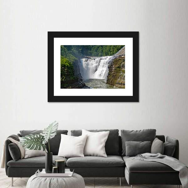 Waterfalls In Letchworth State Park In New York Canvas Wall Art-3 Horizontal-Gallery Wrap-25" x 16"-Tiaracle