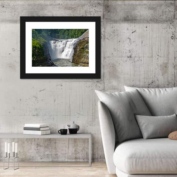 Waterfalls In Letchworth State Park In New York Canvas Wall Art-3 Horizontal-Gallery Wrap-25" x 16"-Tiaracle