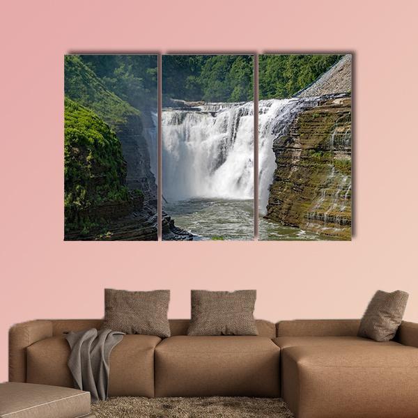 Waterfalls In Letchworth State Park In New York Canvas Wall Art-3 Horizontal-Gallery Wrap-37" x 24"-Tiaracle