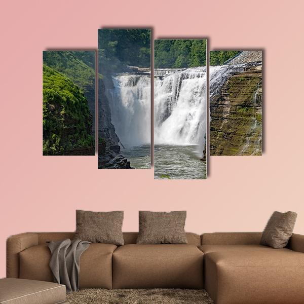 Waterfalls In Letchworth State Park In New York Canvas Wall Art-4 Pop-Gallery Wrap-50" x 32"-Tiaracle