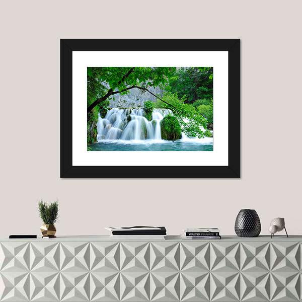 Waterfalls In Plitvice Jezera National Park In Croatia Canvas Wall Art-1 Piece-Framed Print-20" x 16"-Tiaracle
