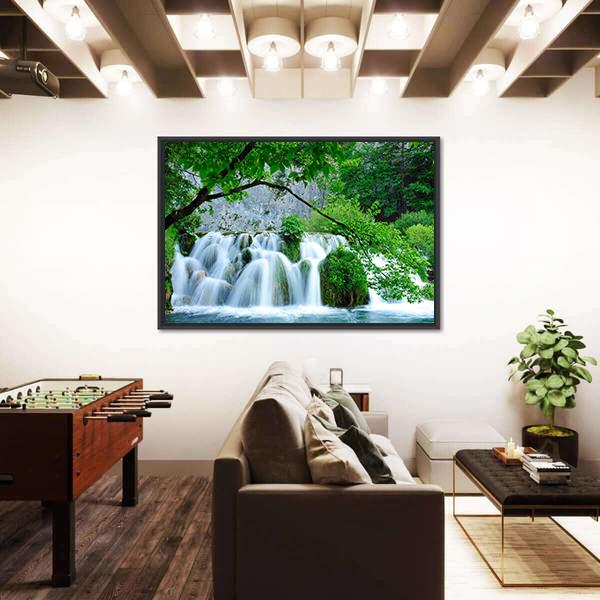 Plitvice Jezera Waterfalls Croatia Canvas Wall Art-5 Horizontal-Gallery Wrap-22" x 12"-Tiaracle