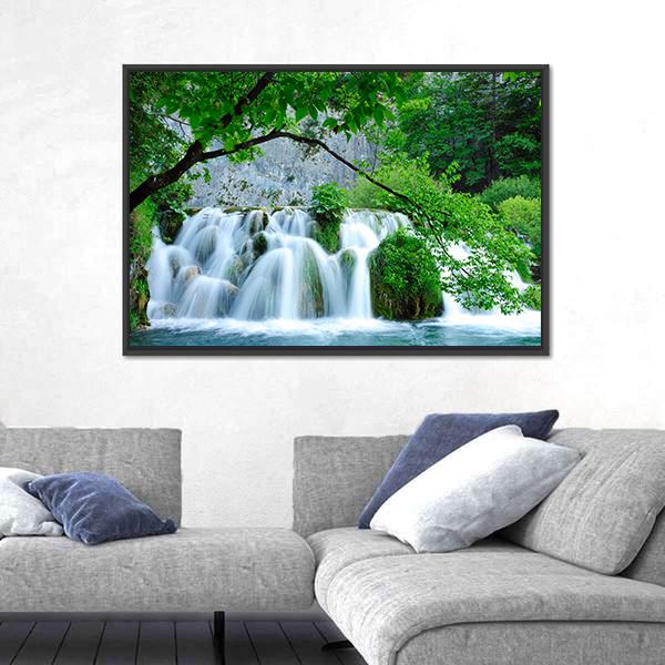 Waterfalls In Plitvice Jezera National Park In Croatia Canvas Wall Art-3 Horizontal-Gallery Wrap-25" x 16"-Tiaracle