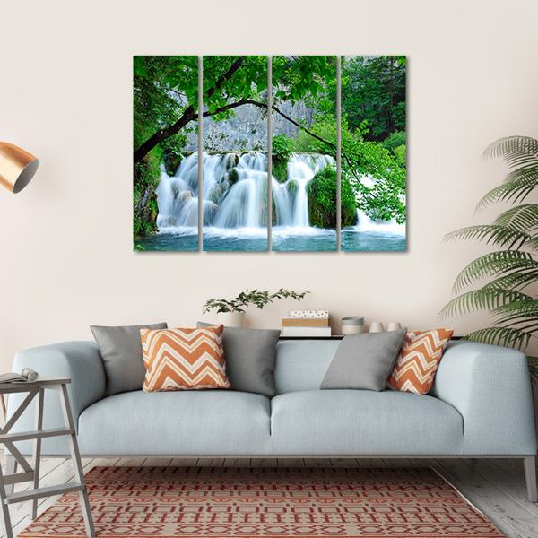 Plitvice Jezera Waterfalls Croatia Canvas Wall Art-4 Horizontal-Gallery Wrap-34" x 24"-Tiaracle