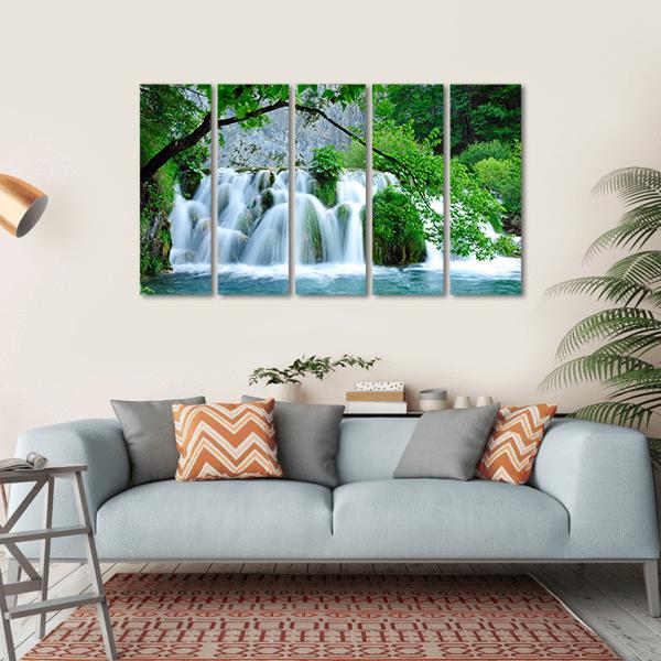 Plitvice Jezera Waterfalls Croatia Canvas Wall Art-5 Horizontal-Gallery Wrap-22" x 12"-Tiaracle