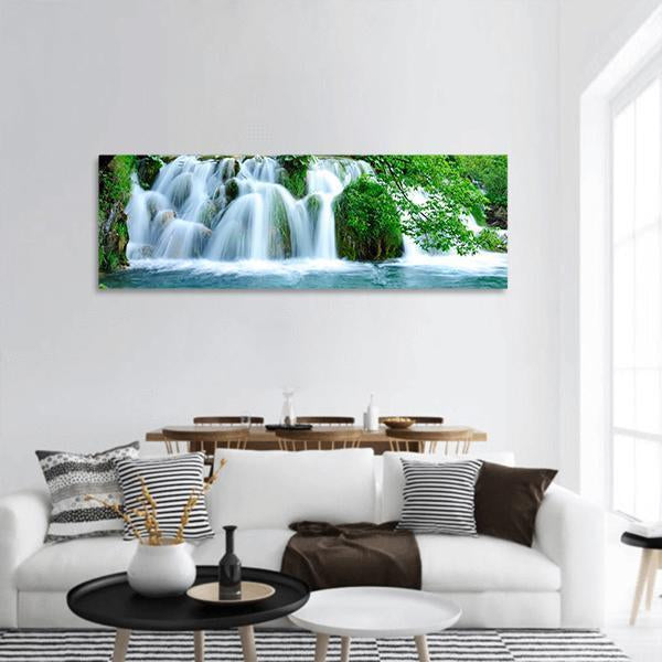 Waterfalls In Plitvice Jezera National Park Panoramic Canvas Wall Art-1 Piece-36" x 12"-Tiaracle
