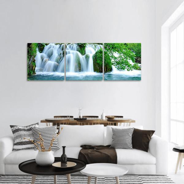 Waterfalls In Plitvice Jezera National Park Panoramic Canvas Wall Art-3 Piece-25" x 08"-Tiaracle