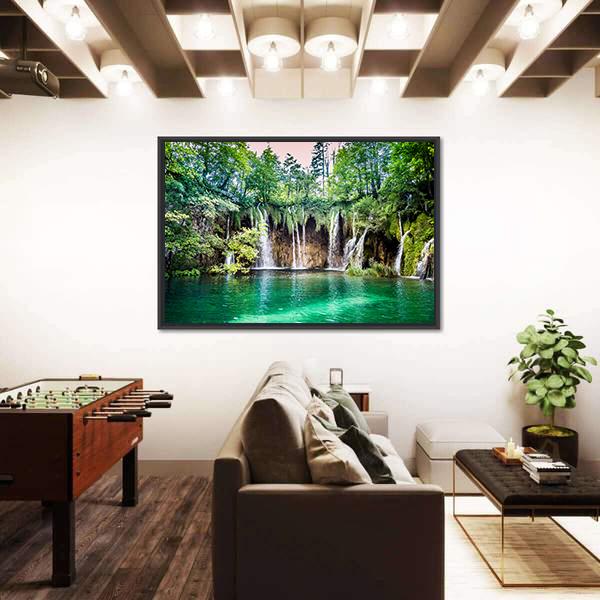 Waterfalls In Plitvice Lakes National Park Canvas Wall Art-3 Horizontal-Gallery Wrap-25" x 16"-Tiaracle