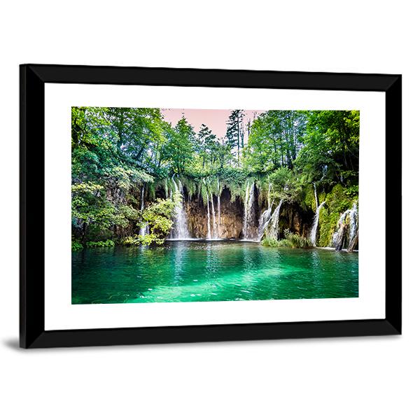 Waterfalls In Plitvice Lakes National Park Canvas Wall Art-3 Horizontal-Gallery Wrap-25" x 16"-Tiaracle