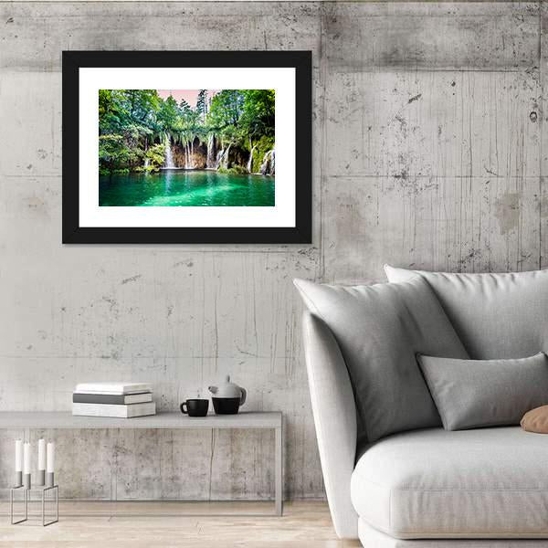 Waterfalls In Plitvice Lakes National Park Canvas Wall Art-3 Horizontal-Gallery Wrap-25" x 16"-Tiaracle