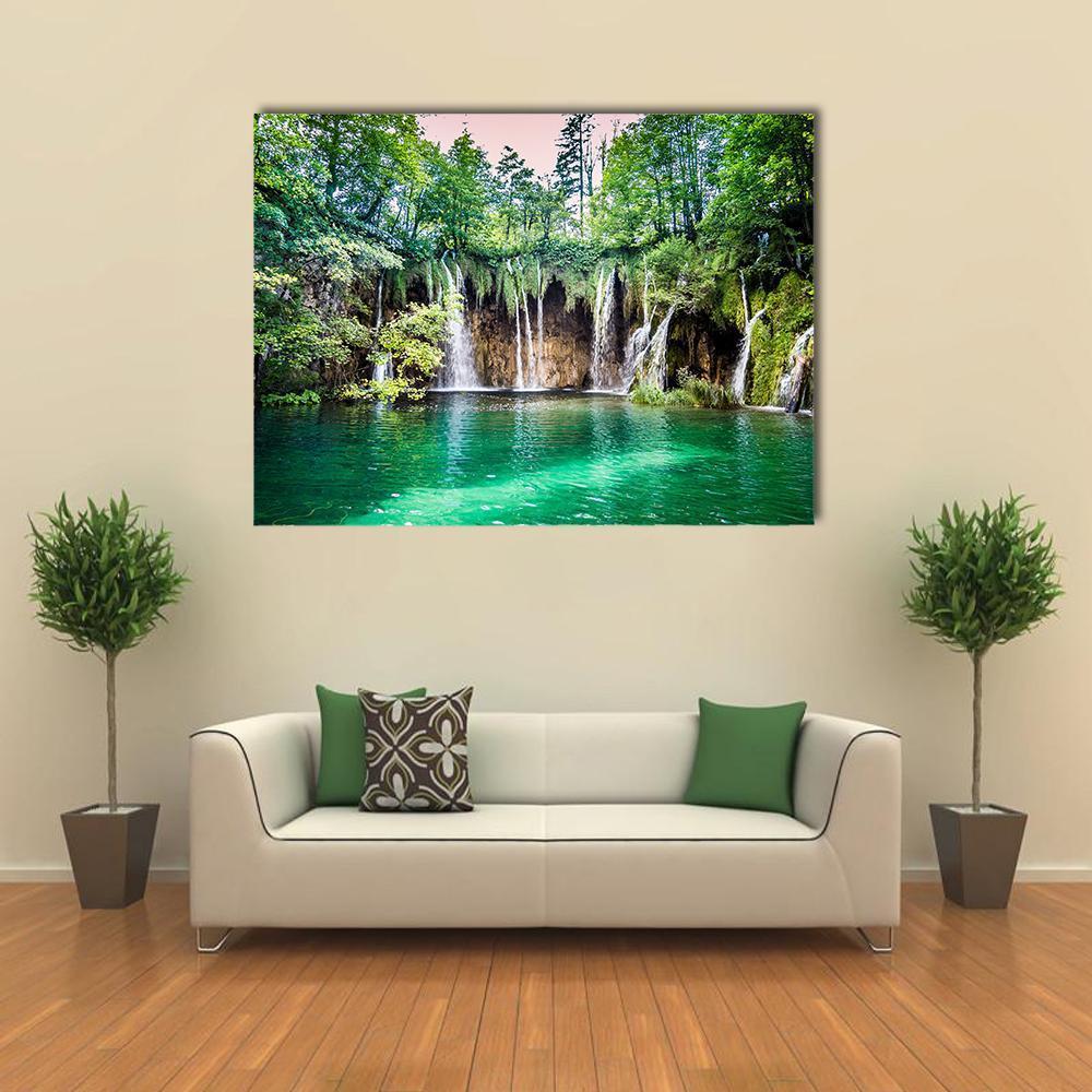 Waterfalls In Plitvice Lakes National Park Canvas Wall Art-1 Piece-Gallery Wrap-36" x 24"-Tiaracle