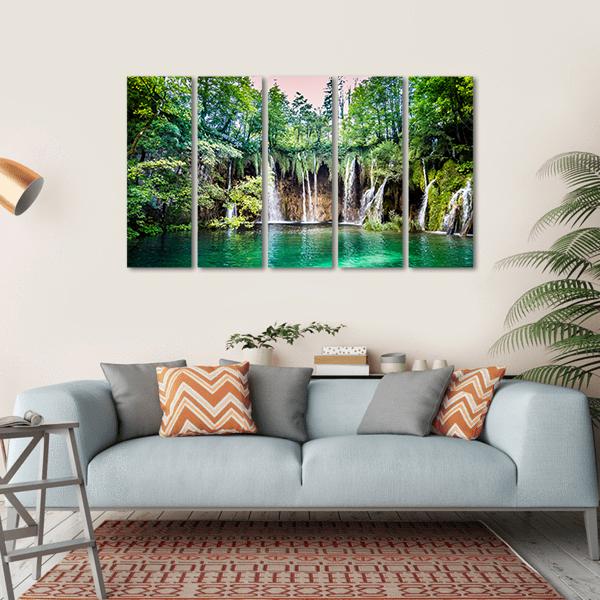 Waterfalls In Plitvice Lakes National Park Canvas Wall Art-5 Horizontal-Gallery Wrap-22" x 12"-Tiaracle