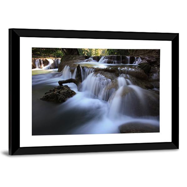 Waterfalls In Pure Deep Forest Of Thailand Canvas Wall Art-3 Horizontal-Gallery Wrap-25" x 16"-Tiaracle