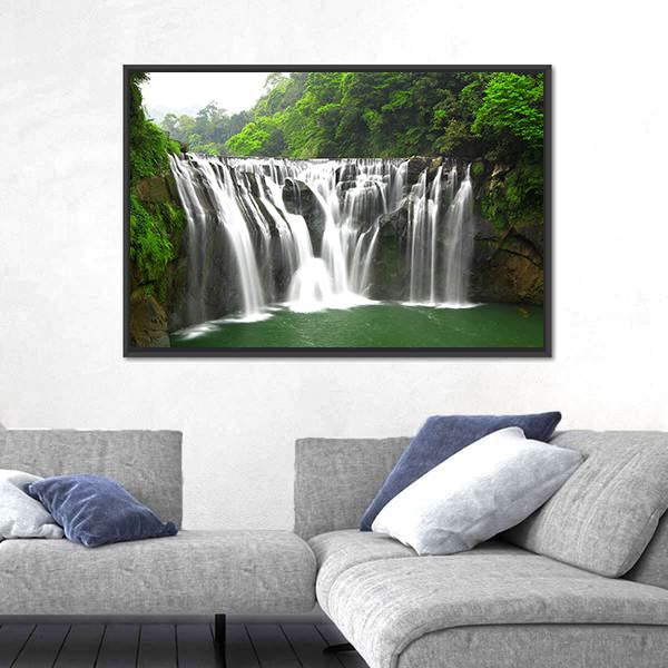 Waterfalls In Shifen Taiwan Canvas Wall Art-3 Horizontal-Gallery Wrap-25" x 16"-Tiaracle
