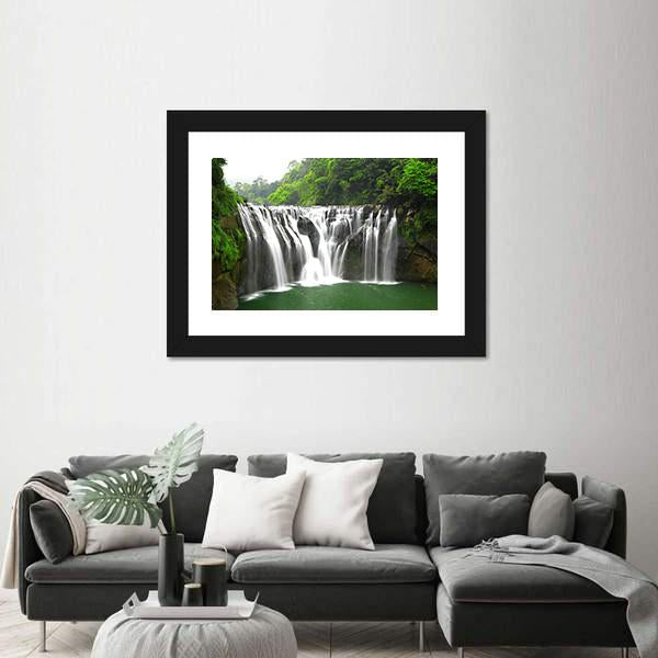 Waterfalls In Shifen Taiwan Canvas Wall Art-3 Horizontal-Gallery Wrap-25" x 16"-Tiaracle