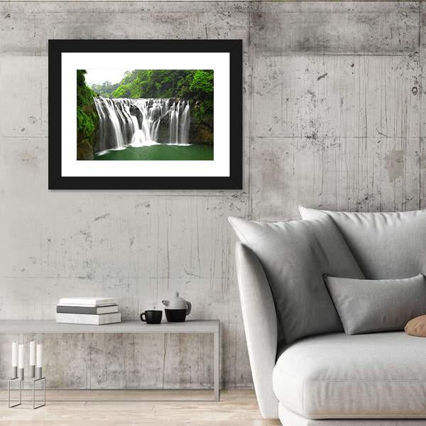Waterfalls In Shifen Taiwan Canvas Wall Art-3 Horizontal-Gallery Wrap-25" x 16"-Tiaracle