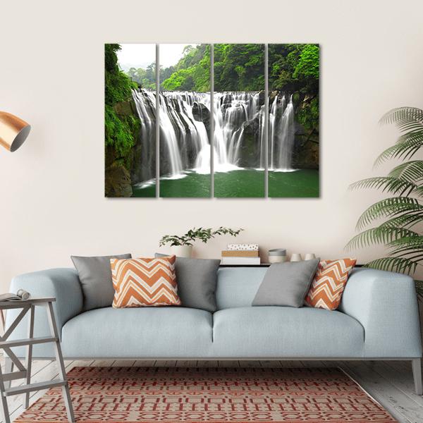Waterfalls In Shifen Taiwan Canvas Wall Art-4 Horizontal-Gallery Wrap-34" x 24"-Tiaracle