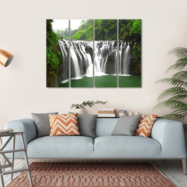 Waterfalls In Shifen Taiwan Canvas Wall Art-1 Piece-Gallery Wrap-36" x 24"-Tiaracle