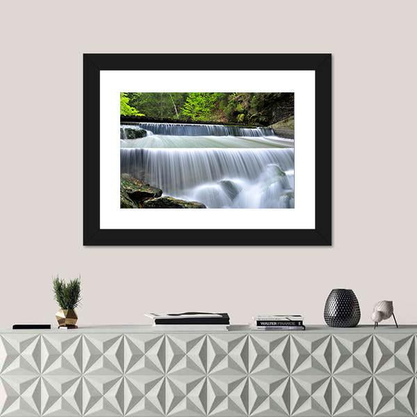 Waterfalls In The Bavarian Forest In Germany Canvas Wall Art-1 Piece-Framed Print-20" x 16"-Tiaracle