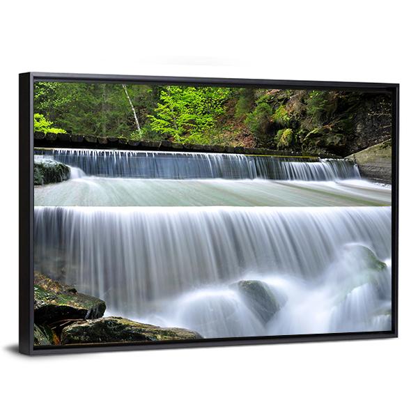 Waterfalls In The Bavarian Forest In Germany Canvas Wall Art-3 Horizontal-Gallery Wrap-25" x 16"-Tiaracle