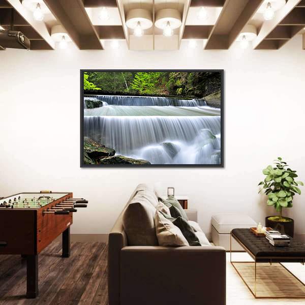Waterfalls In The Bavarian Forest In Germany Canvas Wall Art-3 Horizontal-Gallery Wrap-25" x 16"-Tiaracle