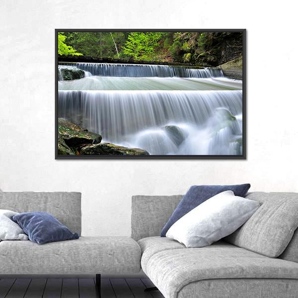 Waterfalls In The Bavarian Forest In Germany Canvas Wall Art-3 Horizontal-Gallery Wrap-25" x 16"-Tiaracle