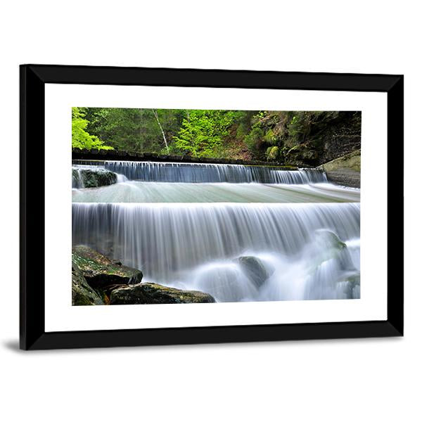 Waterfalls In The Bavarian Forest In Germany Canvas Wall Art-3 Horizontal-Gallery Wrap-25" x 16"-Tiaracle