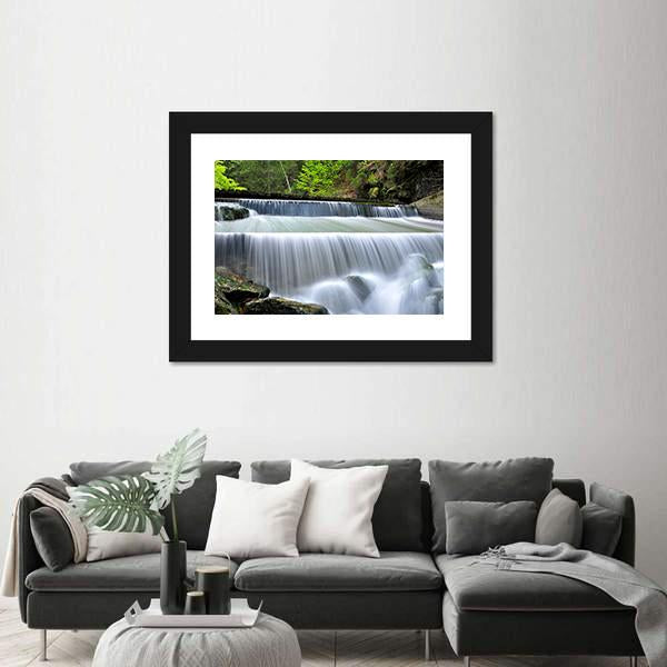 Waterfalls In The Bavarian Forest In Germany Canvas Wall Art-3 Horizontal-Gallery Wrap-25" x 16"-Tiaracle