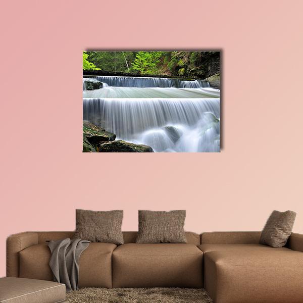 Waterfalls In The Bavarian Forest In Germany Canvas Wall Art-1 Piece-Gallery Wrap-48" x 32"-Tiaracle