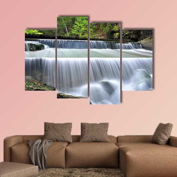 Waterfalls In The Bavarian Forest In Germany Canvas Wall Art-4 Pop-Gallery Wrap-50" x 32"-Tiaracle