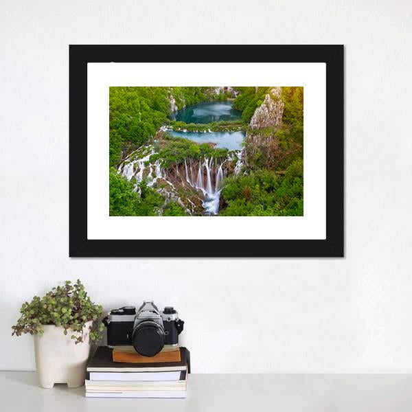 Waterfalls In Plitvice Canvas Wall Art-1 Piece-Framed Print-20" x 16"-Tiaracle