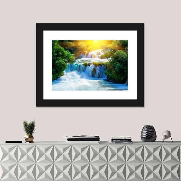 Waterfalls Krka In Croatia Canvas Wall Art-1 Piece-Framed Print-20" x 16"-Tiaracle