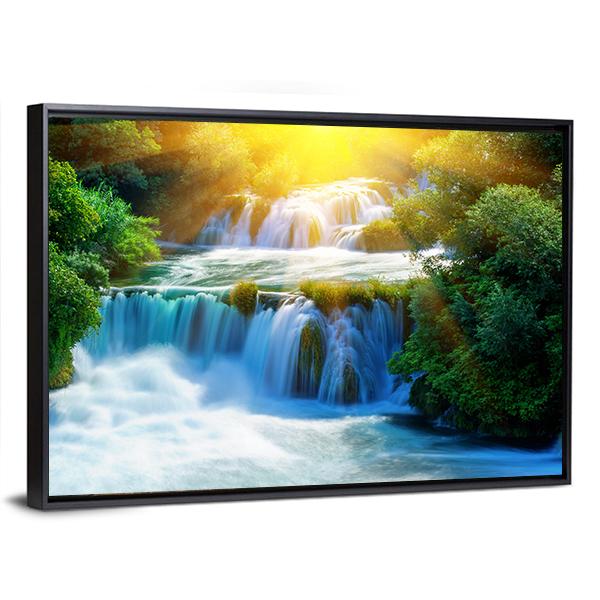 Waterfalls Krka In Croatia Canvas Wall Art-3 Horizontal-Gallery Wrap-25" x 16"-Tiaracle
