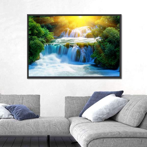 Waterfalls Krka In Croatia Canvas Wall Art-5 Horizontal-Gallery Wrap-22" x 12"-Tiaracle