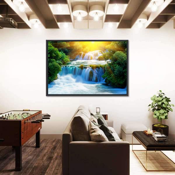 Waterfalls Krka In Croatia Canvas Wall Art-3 Horizontal-Gallery Wrap-25" x 16"-Tiaracle