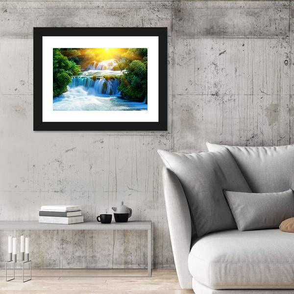 Waterfalls Krka In Croatia Canvas Wall Art-3 Horizontal-Gallery Wrap-25" x 16"-Tiaracle