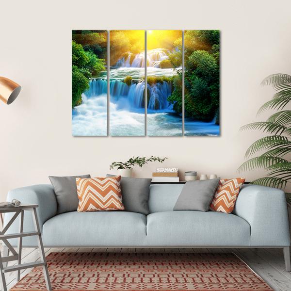Waterfalls Krka In Croatia Canvas Wall Art-4 Horizontal-Gallery Wrap-34" x 24"-Tiaracle