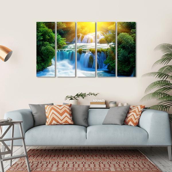 Waterfalls Krka In Croatia Canvas Wall Art-5 Horizontal-Gallery Wrap-22" x 12"-Tiaracle