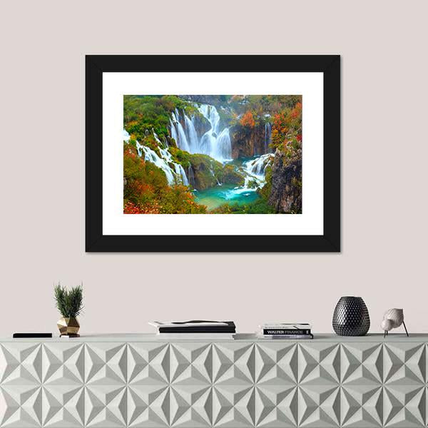 Waterfalls Of Plitvice National Park Canvas Wall Art-1 Piece-Framed Print-20" x 16"-Tiaracle