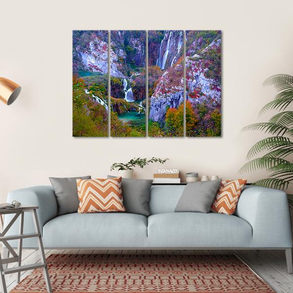 Waterfalls Of Plitvice National Park Canvas Wall Art-4 Horizontal-Gallery Wrap-34" x 24"-Tiaracle